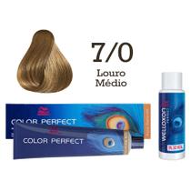 Coloração Color Perfect 7/0 Louro Médio + Emulsão Oxi 30 Welloxon Wella