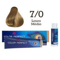 Coloração Color Perfect 7/0 Louro Médio + Oxi 20 Welloxon Wella