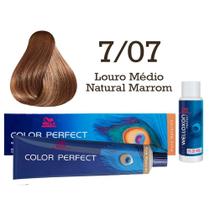 Coloração Color Perfect 7/07 Louro Médio Natural Marrom + Oxidante 20 Welloxon Wella Professionals