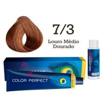 Coloração Color Perfect 7/3 Louro Médio Dourado + Oxidante 20 Welloxon Wella Professionals Coloração Color Perfect 7/3 Louro Médio Dourado + Oxidante 20 Welloxon Wella Professionals