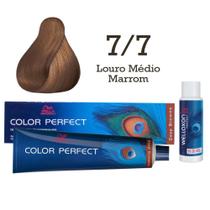 Coloração Color Perfect 7/7 Louro Médio Marrom + Oxi 20 Welloxon Wella Coloração Color Perfect 7/7 Louro Médio Marrom + Oxi 20 Welloxon Wella