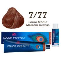 Coloração Color Perfect 7/77 Louro Médio Marrom Intenso + Ox 20 Welloxon Wella Professionals