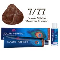 Coloração Color Perfect 7/77 Louro Médio Marrom Intenso + Ox 30 Wella