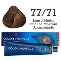 Coloração Color Perfect 77/71 Louro Médio Intenso Marrom Acinzentado Wella Coloração Color Perfect 77/71 Louro Médio Intenso Marrom Acinzentado Wella