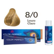 Coloração Color Perfect 8/0 Louro Claro + Emulsão Oxi 30 Welloxon Wella Coloração Color Perfect 8/0 Louro Claro + Emulsão Oxi 30 Welloxon Wella