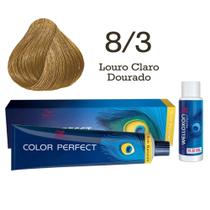 Coloração Color Perfect 8/3 Louro Claro Dourado + Emulsão Oxi 30 Welloxon Wella Coloração Color Perfect 8/3 Louro Claro Dourado + Emulsão Oxi 30 Welloxon Wella