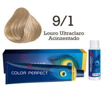 Coloração Color Perfect 9/1 Louro Ultraclaro Acinzentado + Ox 30 Wella