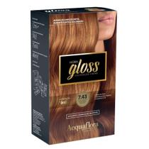 Coloração Creme Acquaflora Kit Hidra Gloss 7.43 Louro Natural Acobreado Dourado