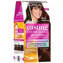 Coloração Creme Casting Creme Gloss Poder Iluminador 665 Framboesa LOréal Paris Sem Amônia Kit
