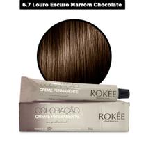 Coloração Creme Permanente ROKÉE Professional 50g - Louro Escuro Marrom Chocolate 6.7