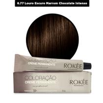 Coloração Creme Permanente ROKÉE Professional 50g - Louro Escuro Marrrom Chocolate Intenso 6.77