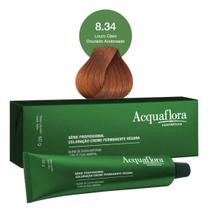 Coloração Creme Permanente Vegana 8.34 Louro Claro Dourado Acobreado - Acquaflora