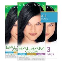 Coloração de cabelo permanente Clairol Balsam 618 Black Pacote com 3