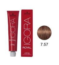 Coloração Igora Royal 60g - 7-57 Louro Médio Dourado Cobre