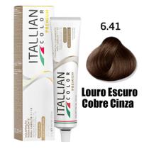 Coloração Itallian 60g Louro Escuro Cobre Cinza 6.41 Premium