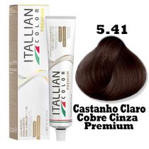 Coloração Itallian Color 60g Castanho Claro Cobre Cinza Premium 5.41