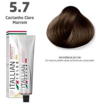 Coloração itallian color 60g castanho claro marrom 5.7 - Itallian Hairtech