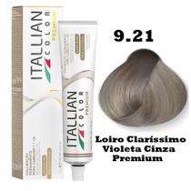 Coloração Itallian Color 60g Loiro Claríssimo Violeta Cinza Premium 9.21