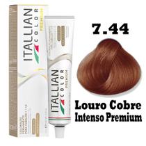 Coloração Itallian Color 60g Louro Cobre Intenso Premium 7.44
