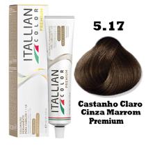 Coloração Itallian Premium 60g Castanho Claro Cinza Marrom 5.17