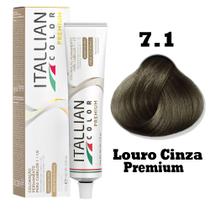 Coloração Itallian Premium 60g Louro Cinza 7.1