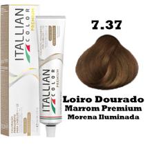 Coloração Itallian Premium 60g Louro Dourado Marrom Morena Iluminada 7.37 - Itallian Color