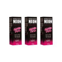 Coloraçao Keraton Neon Colors Atomic Pink 100Gr-Kit C/3Un