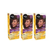 Coloraçao Light Color 7.7 Marrom Dourado - Kit Com 3Un