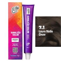 Coloração Permanente Louro Médio Cinza 7.1 - Kamaleão Color