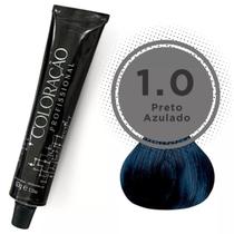 Coloração Preto Azulado 1.0 Linha Silver Tinta De Cabelo Alta Pigmentação 60g Alto Rendimento