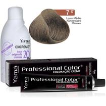 Coloração Professional Color 7.17 Louro Médido Acinzentado Marrom + Ox 20vol. - Yamá