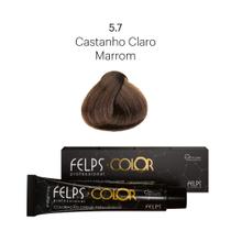Coloração Profissional Felps Color Castanho Claro Marrom 5.7 - 60g