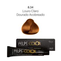 Coloração Profissional Felps Color Louro Claro Dourado Acobreado 8.34 - 60g