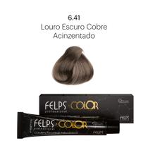 Coloração Profissional Felps Color Louro Escuro Cobre Acinzentado 6.41 - 60g