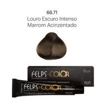 Coloração Profissional Felps Color Louro Escuro Intenso Marrom Acinzentado 66.71 - 60g