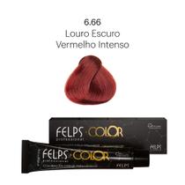 Coloração Profissional Felps Color Louro Escuro Vermelho Intenso 6.66 - 60g