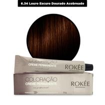 Coloração ROKÉE 6.34 Louro Escuro Dourado Acobreado - 50g