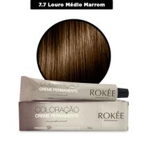 Coloração ROKÉE 7.7 Louro Médio Marrom - 50g