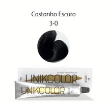 Coloração UnikColor 3-0 Castanho Escuro 50gr Gaboni Professional