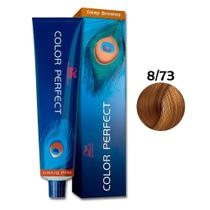 Coloração Wella Color Perfect 8/73 Louro Claro Marrom Dourado - Wella Profissional