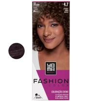 Coloração Yama Fashion Color Tintura Tinta Cabelo Creme Mini Kit 4.7 Castanho Medio Marrom