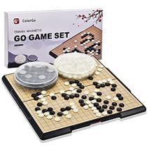 ColorGo 19x19 Go Board Game Set com grande tabuleiro de viagem dobrável (11,3 polegadas) e Magnetic Plastic Stones Estratégia Weiqi Jogos