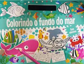 Colorindo o Fundo do Mar - Prancheta de Colorir e Adesivos - Pé da Letra