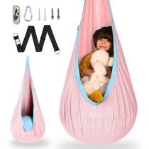 Columpio en forma de cápsula para niños OUTREE, hamaca de algodón, color rosa macaron