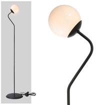 Coluna Abajur Piso Chão - KOMA - Preto c/ Globo Branco