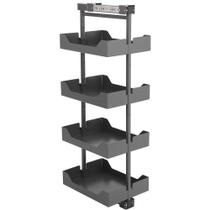 Coluna Deslizante Masutti Alta 152cm 4 Bandejas Ajustáveis Gaveteiro Organizador Cozinha Cinza