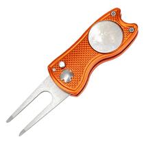 com botão pop up ferramenta de golfe ferramenta de aço inoxidável ferramenta de marcador de bola de golfe magnética - laranja