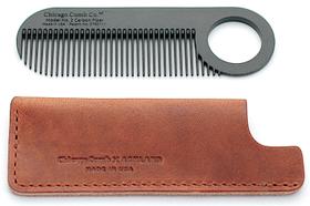 Comb Chicago Comb No. 2 de fibra de carbono com capa de couro