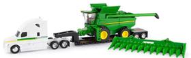 Combinação de brinquedos John Deere S780 com Freightliner e Lowboy Trailer 1/64 Combinação de brinquedos John Deere S780 com Freightliner e Lowboy Trailer 1/64