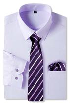 Combinação de camisa e gravata Cromoncent para homens, roxo claro, XL